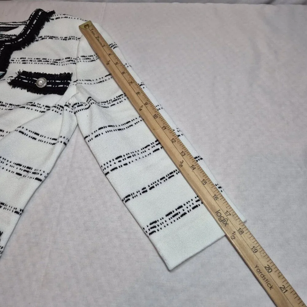 Ming Wang Women's Size XS Striped Blazer Jacket Black White ¾ Sleeve  (42) - Picture 7 of 15